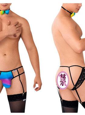 Candyman新款囊袋带袜夹性感男士双丁字裤-99630