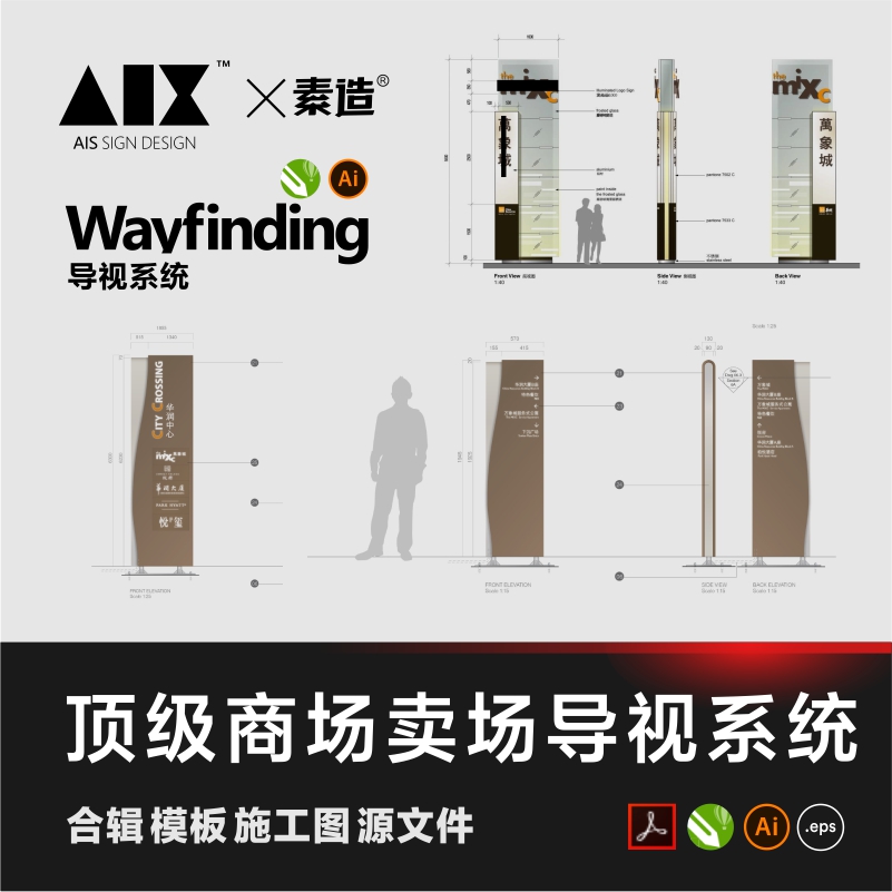 商业体商场卖场导视体统合辑标识标牌模板wayfinding设计源文件AI