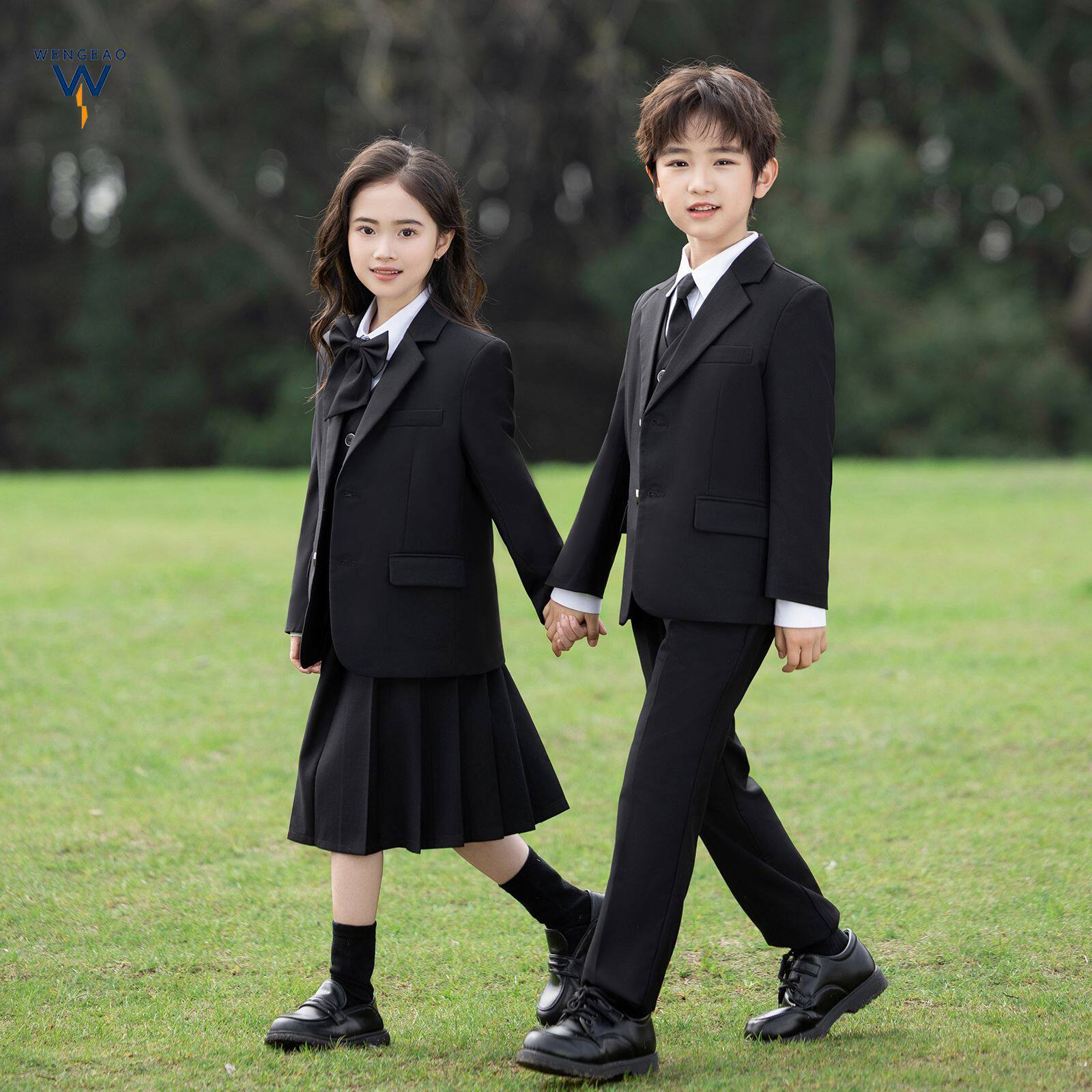 英伦学院风校服套装黑色西装班服小学生制服正装春秋款六一表演服