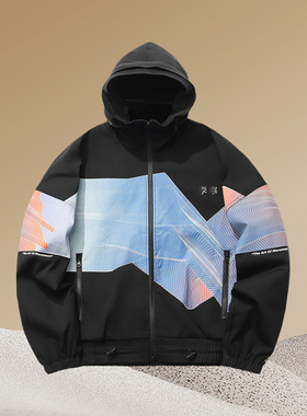 李宁正品春季男子运动休闲透气宽松连帽夹克AJDR199