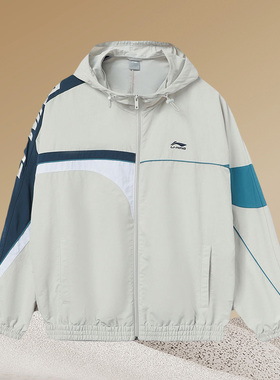 李宁正品男子新款运动时尚系列潮流连帽防风宽松运动风衣AFDR405