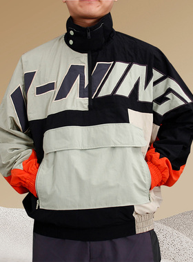 李宁正品潮流休闲时尚透气运动时尚系列男子宽松运动风衣AFDR025