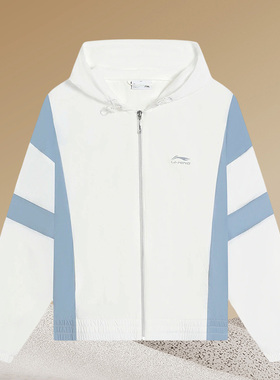 李宁正品新款女子运动休闲时尚潮流拼接设计连帽夹克外套AFDS774