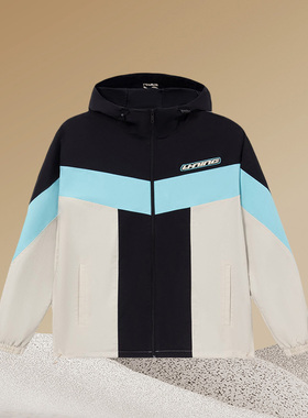 李宁正品新款运动生活系列男子时尚撞色休闲连帽夹克外套AFDS033