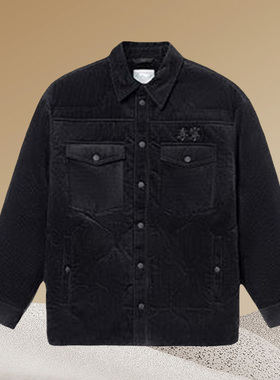 李宁正品外套冬季新款男子刺绣宽松保暖灯芯绒短款棉服AFMR459