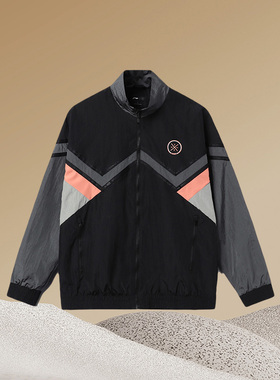 李宁正品夹克男韦德系列开衫长袖立领宽松休闲梭织运动服AJDR375