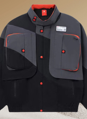 李宁正品秋季新款男子运动休闲潮流大口袋长袖夹克外套 AFDR699