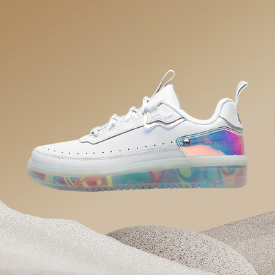 李宁女鞋板鞋新款CF琉光溢彩地球七日时尚休闲小白鞋AGCP232