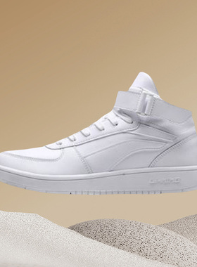 李宁板鞋小白鞋春季新款空一号高帮耐磨休闲运动鞋AGCM163