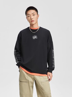 李宁卫衣男士秋季新款针织休闲长T圆领宽松运动卫衣男AHSR471