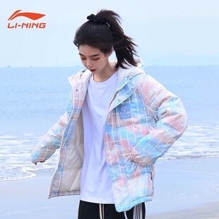 李宁冬季新款韦德棉花糖圣诞男女短款保暖连帽羽绒服外套AYMR511