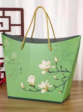 粽子包装盒端午礼盒空盒外包装高档绿色元宝形创意手提礼品盒定制