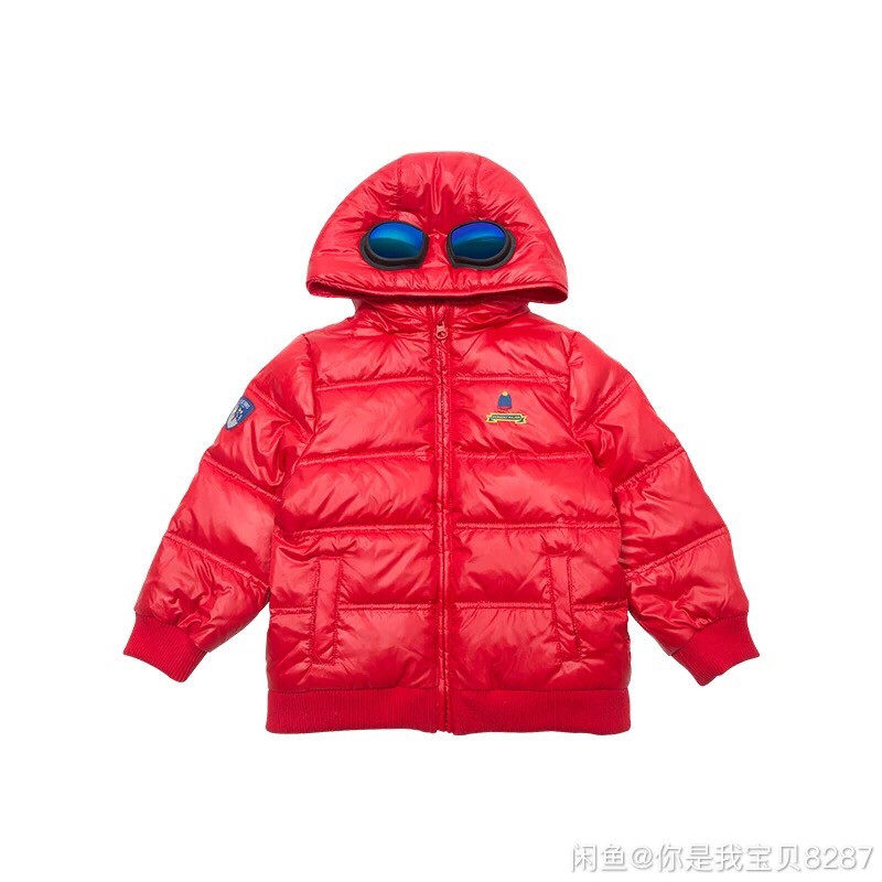 思佳美儿专G撤G清货 男童红色眼镜冬季加绒加厚短款休闲羽绒服