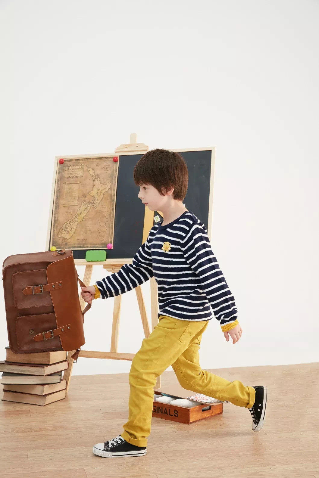 思佳美儿专柜正品男童装秋冬季纯色针织棉毛衣百搭拼色圆领套头衫