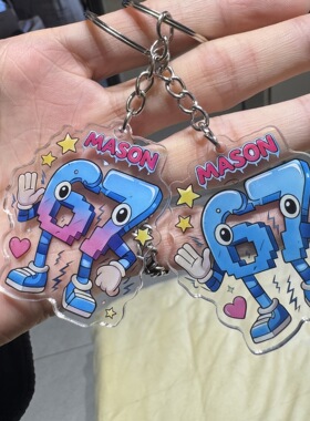 跨境67steal a brainrot jandel像素风窃取脑腐亚克力钥匙扣挂件