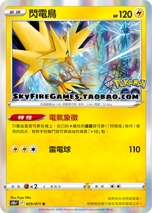【SkyFire/宝可梦卡牌/PTCG】繁中 S10B-029 R 闪电鸟