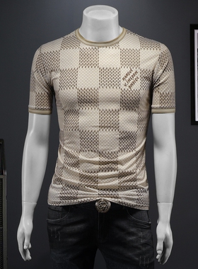 2025夏季欧货 IUIUG轻奢潮流刺绣丝光棉短袖t恤男 D320-88106-P75