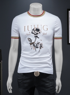 2025夏季欧货 IUIUG轻奢潮流刺绣丝光棉短袖t恤男 D320-88040-P75