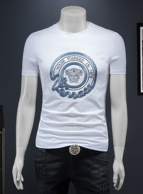 2025夏季欧货 IUIUG轻奢潮流刺绣丝光棉短袖t恤男 D320-88104-P75