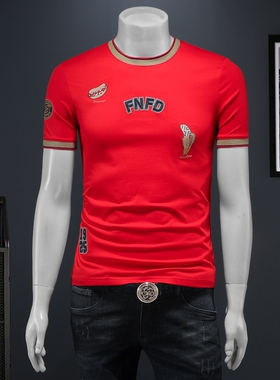 2025夏季欧货 IUIUG轻奢潮流刺绣丝光棉短袖t恤男 D320-88047-P75