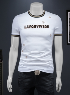 2025夏季欧货 IUIUG轻奢潮流刺绣丝光棉短袖t恤男 D320-87962-P75