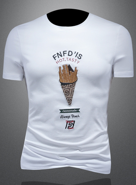 2025夏季欧货 IUIUG轻奢潮流刺绣丝光棉短袖t恤男 D320-88062-P75