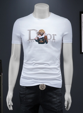 2025夏季欧货 IUIUG轻奢潮流刺绣丝光棉短袖t恤男 D320-87986-P75