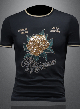 2025夏季欧货 IUIUG轻奢潮流刺绣丝光棉短袖t恤男 D320-88046-P75