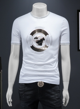 2025夏季欧货 IUIUG轻奢潮流刺绣丝光棉短袖t恤男 D320-88105-P75