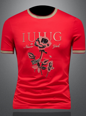 2025夏季欧货 IUIUG轻奢潮流刺绣丝光棉短袖t恤男 D320-88040-P75