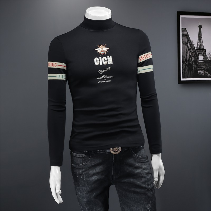 2023秋冬新款IUIUG轻奢品质半高领双面绒打底衫D322-87348-P100,男装卫衣,电商D320-1