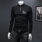 2025秋冬新款轻奢品质半高领双面绒打底衫D320-88313-P110，男装卫衣，电商D320-1