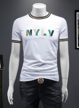 2026夏季IUIUG欧货时尚潮流丝光棉短袖t恤男D320-87640-实价-P55