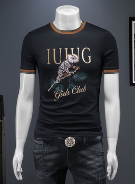 2025夏季欧货 IUIUG轻奢潮流刺绣丝光棉短袖t恤男 D320-88028-P75