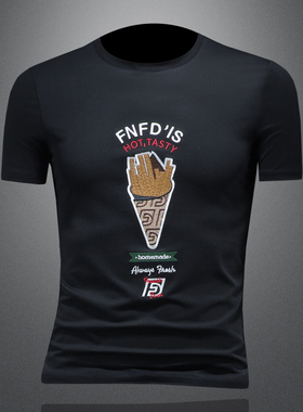 2025夏季欧货 IUIUG轻奢潮流刺绣丝光棉短袖t恤男 D320-88062-P75