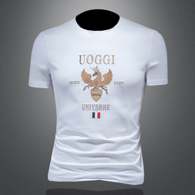 2025夏季欧货 IUIUG轻奢潮流刺绣丝光棉短袖t恤男 D320-88008-P75