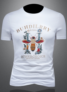 2025夏季欧货 IUIUG轻奢潮流刺绣丝光棉短袖t恤男 D320-87964-P75