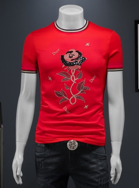 2025夏季欧货 IUIUG轻奢潮流刺绣丝光棉短袖t恤男 D320-87977-P75