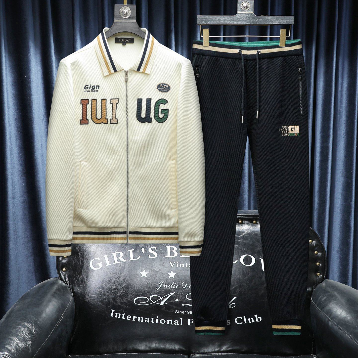 2025秋冬新款IUIUG轻奢潮流卫衣男休闲运动套装D320-T88185-P280,男装休闲套装,电商D322
