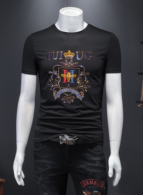 2026夏季IUIUG欧货时尚潮流丝光棉短袖t恤男D320-28678-实价P55