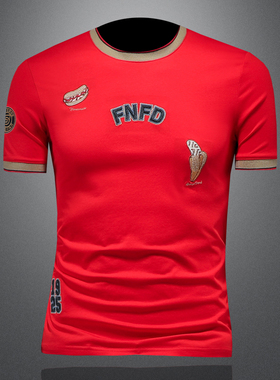 2025夏季欧货 IUIUG轻奢潮流刺绣丝光棉短袖t恤男 D320-88047-P75