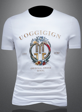 2025夏季欧货 IUIUG轻奢潮流刺绣丝光棉短袖t恤男 D320-87965-P75