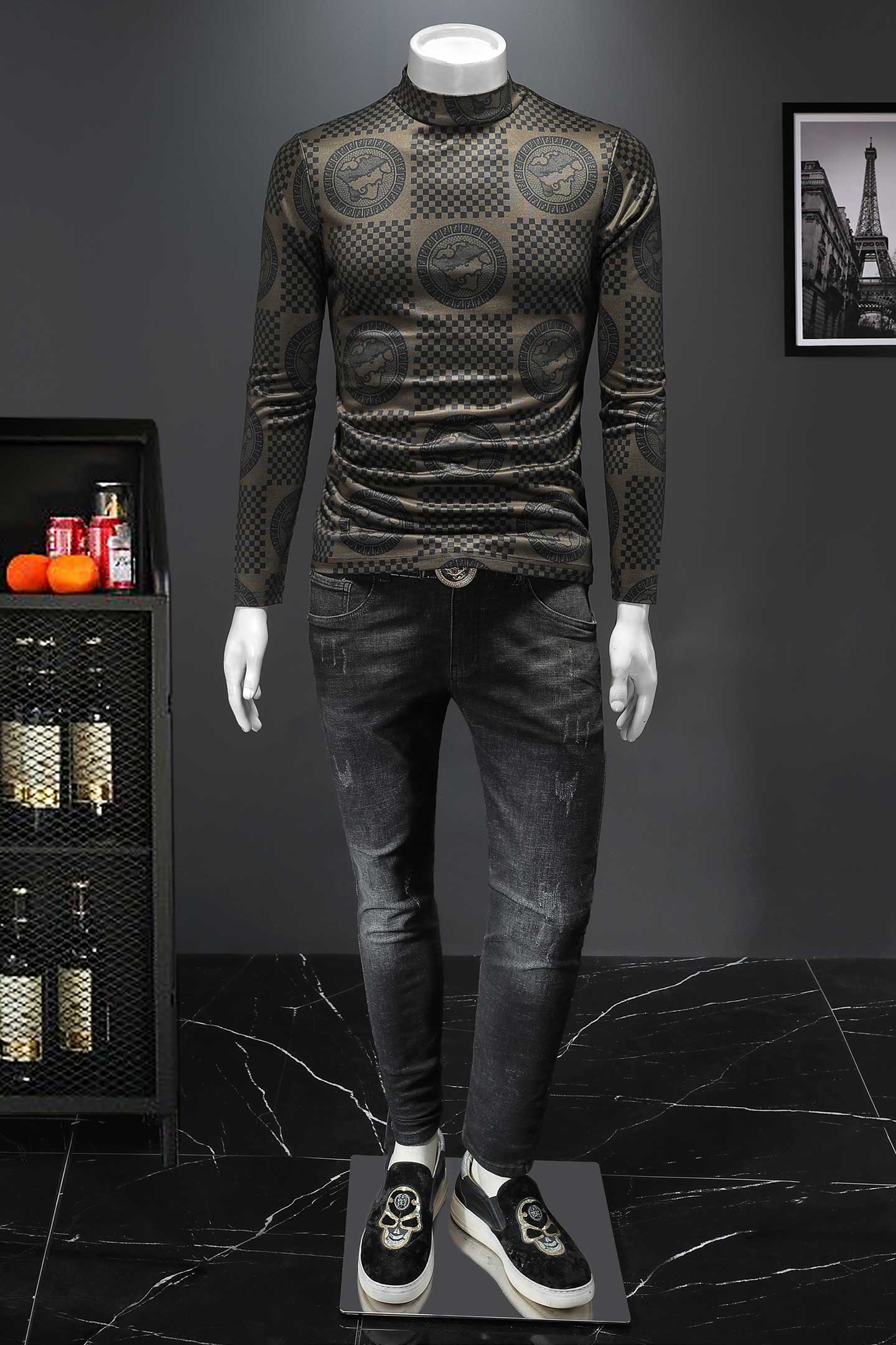 2025秋冬新款轻奢品质半高领双面绒打底衫D320-88368-P100,男装卫衣,电商D320-1