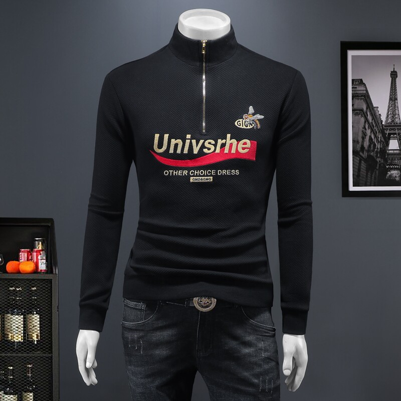 2025秋冬新款IUIUG圆领刺绣休闲卫衣打底衫假模D320-87819-P135，男装T恤，电商D322