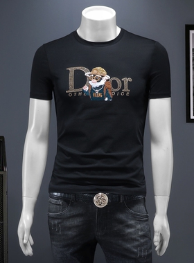 2025夏季欧货 IUIUG轻奢潮流刺绣丝光棉短袖t恤男 D320-87986-P75