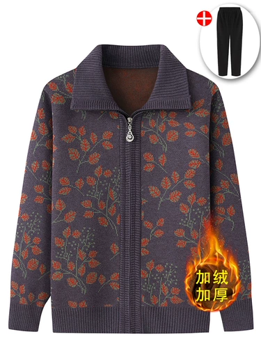 Демисезонная куртка, свитер для матери, утепленный удерживающий тепло кардиган, для среднего возраста