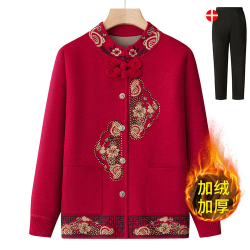 妈妈装老年人加绒加厚秋冬外套