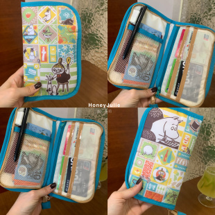 日系卡通母明阿美印花多功能证件包卡包护照票据收纳包可爱手帐包