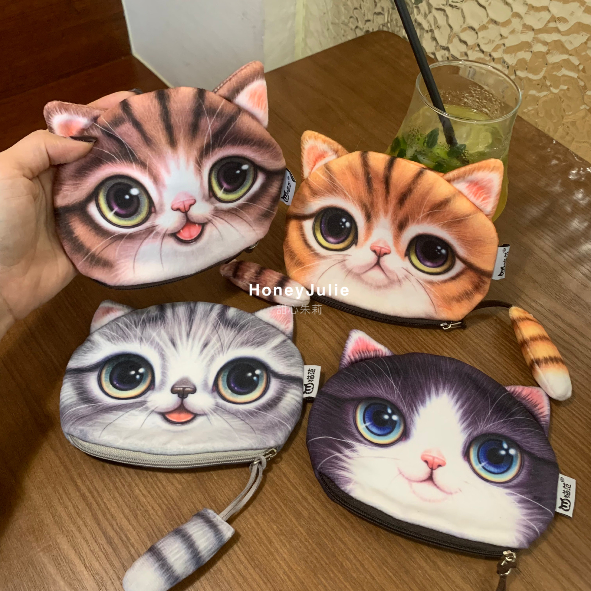 猫咪零钱包女韩国迷你拉链硬币包布艺学生创意卡通可爱手拿小钱袋