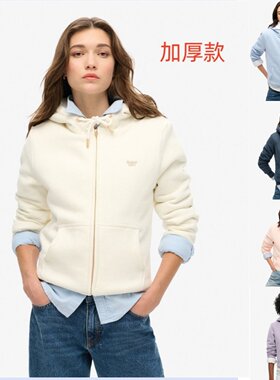 外单 加绒加厚拉链连帽卫衣女开衫运动卫衣加绒有大码